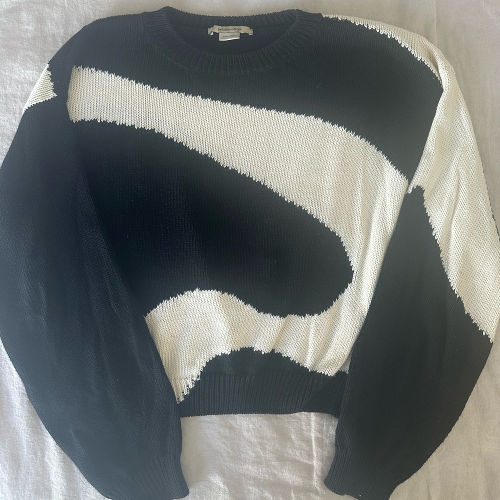 Paloma Wool Abstract Black and Cream Knit Sweater